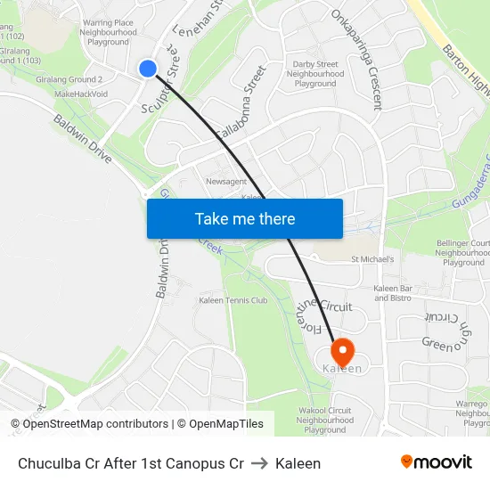 Chuculba Cr After 1st Canopus Cr to Kaleen map