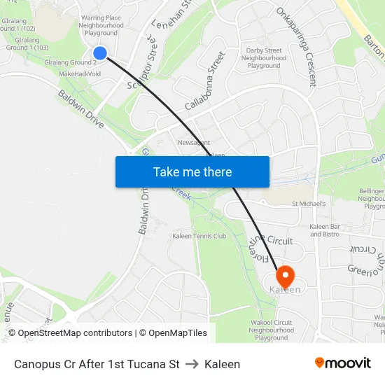 Canopus Cr After 1st Tucana St to Kaleen map