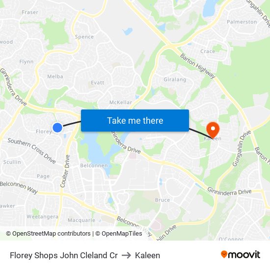 Florey Shops John Cleland Cr to Kaleen map