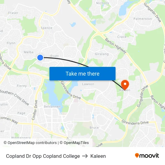 Copland Dr Opp Copland College to Kaleen map