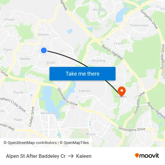 Alpen St After Baddeley Cr to Kaleen map