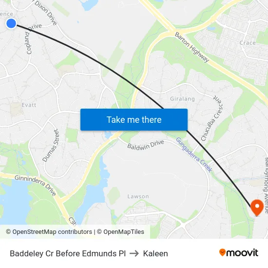 Baddeley Cr Before Edmunds Pl to Kaleen map