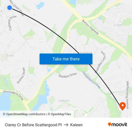 Clarey Cr Before Scattergood Pl to Kaleen map
