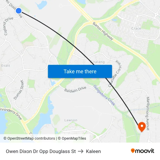 Owen Dixon Dr Opp Douglass St to Kaleen map