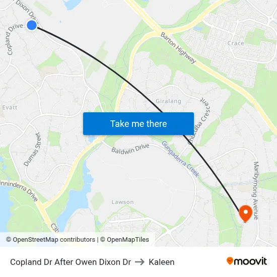 Copland Dr After Owen Dixon Dr to Kaleen map