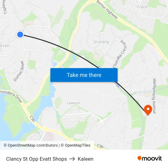 Clancy St Opp Evatt Shops to Kaleen map
