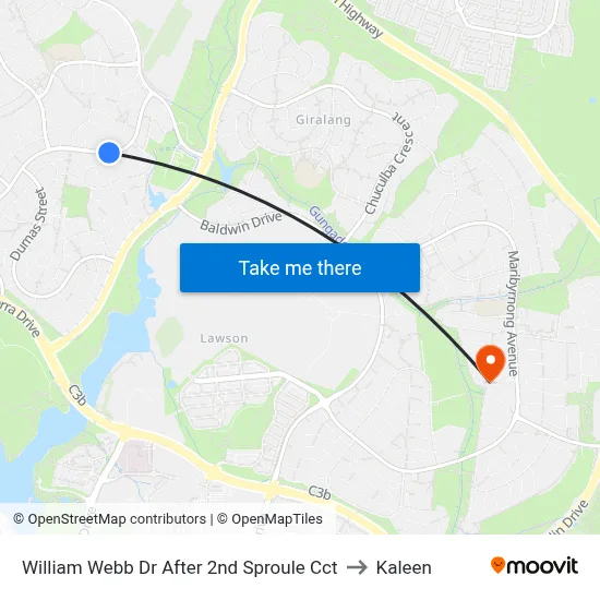 William Webb Dr After 2nd Sproule Cct to Kaleen map
