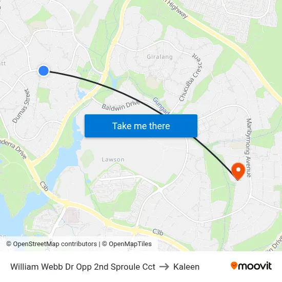 William Webb Dr Opp 2nd Sproule Cct to Kaleen map