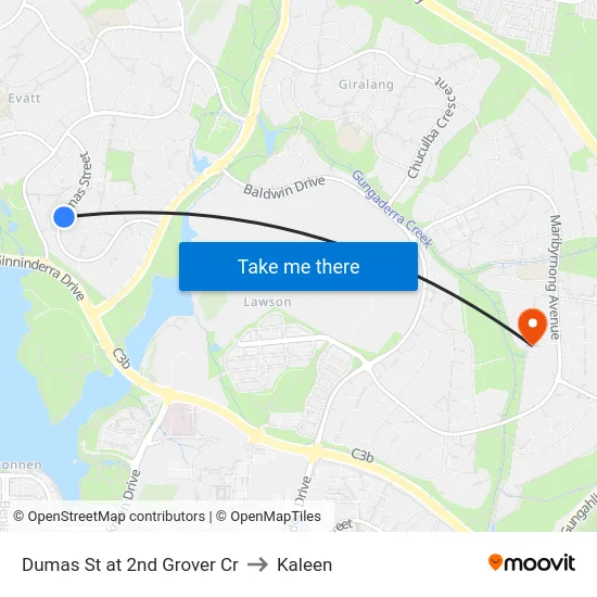 Dumas St at 2nd Grover Cr to Kaleen map