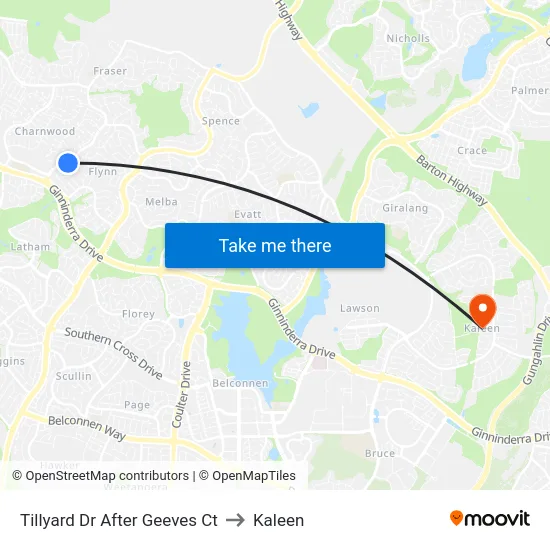 Tillyard Dr After Geeves Ct to Kaleen map