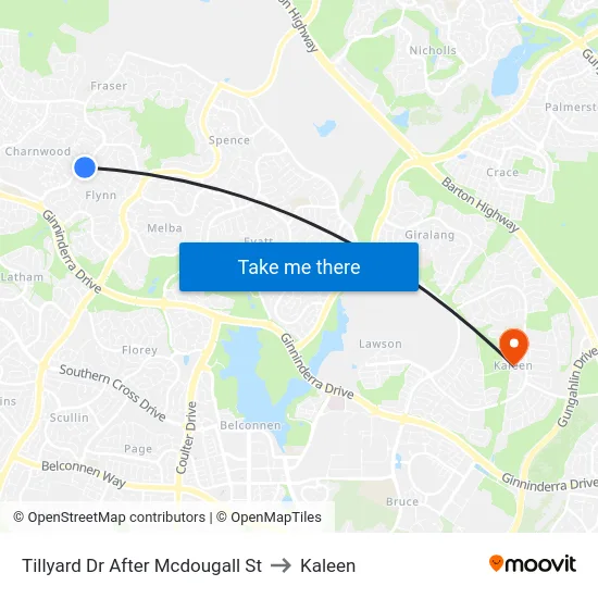 Tillyard Dr After Mcdougall St to Kaleen map