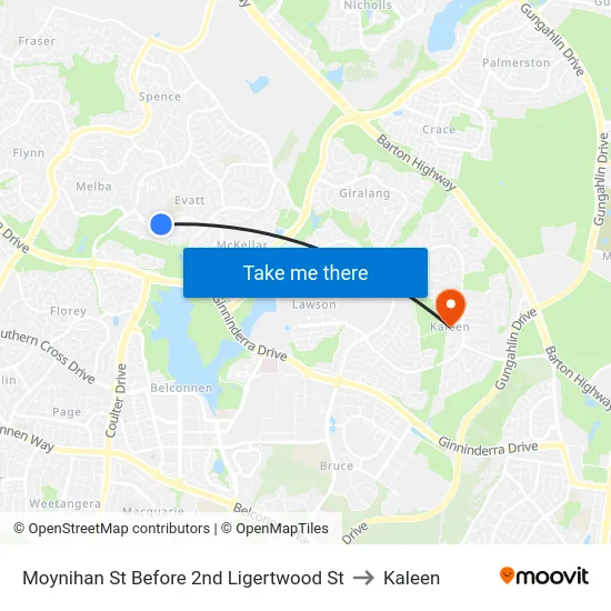 Moynihan St Before 2nd Ligertwood St to Kaleen map