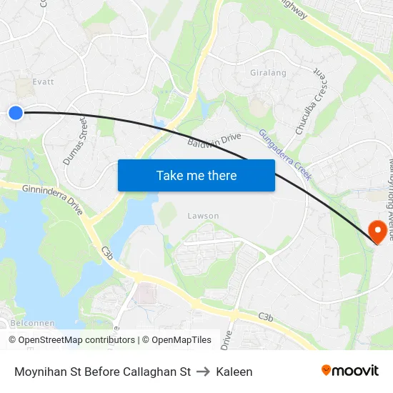 Moynihan St Before Callaghan St to Kaleen map