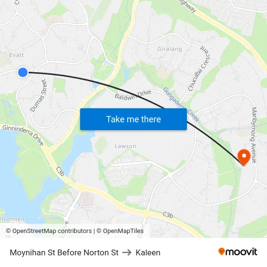Moynihan St Before Norton St to Kaleen map
