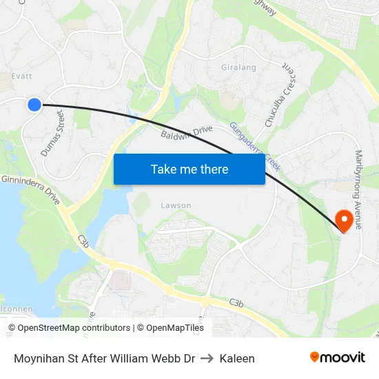 Moynihan St After William Webb Dr to Kaleen map