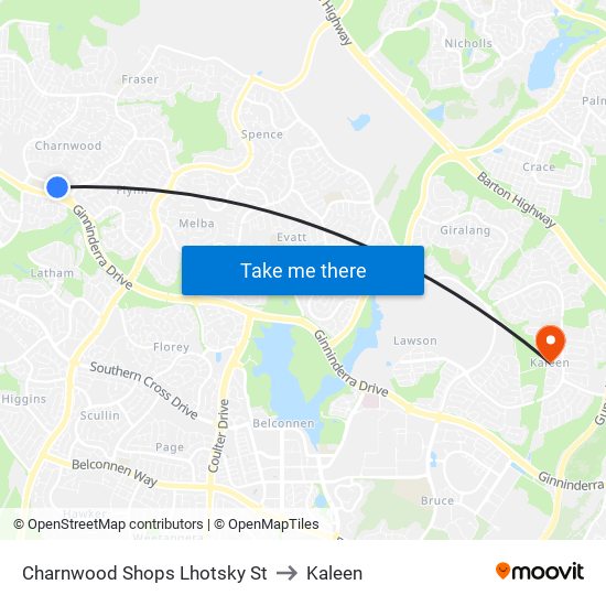 Charnwood Shops Lhotsky St to Kaleen map