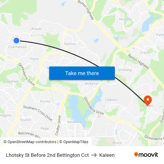 Lhotsky St Before 2nd Bettington Cct to Kaleen map