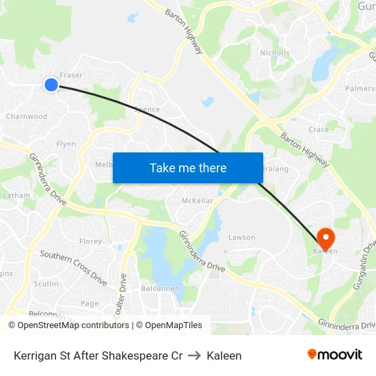 Kerrigan St After Shakespeare Cr to Kaleen map