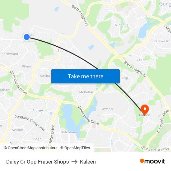 Daley Cr Opp Fraser Shops to Kaleen map