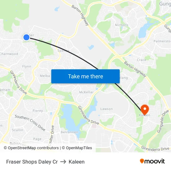 Fraser Shops Daley Cr to Kaleen map