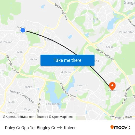 Daley Cr Opp 1st Bingley Cr to Kaleen map