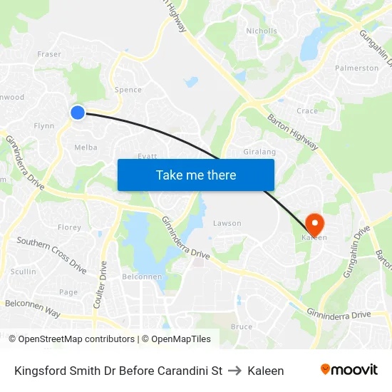 Kingsford Smith Dr Before Carandini St to Kaleen map