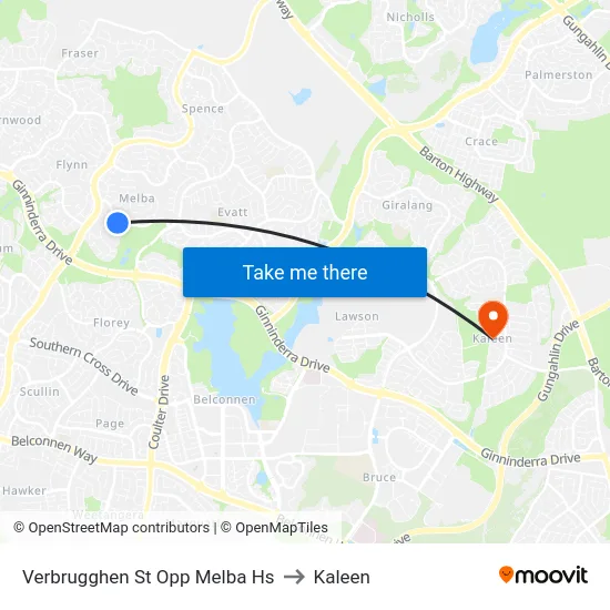 Verbrugghen St Opp Melba Hs to Kaleen map