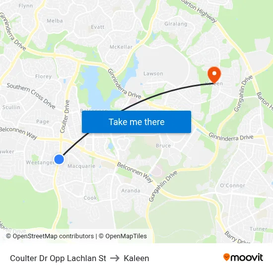 Coulter Dr Opp Lachlan St to Kaleen map