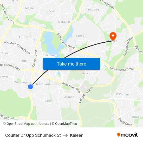 Coulter Dr Opp Schumack St to Kaleen map