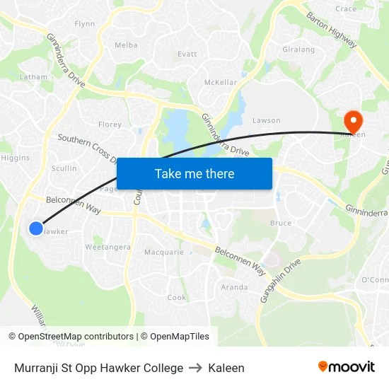 Murranji St Opp Hawker College to Kaleen map