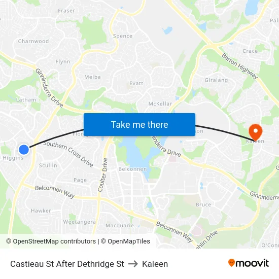 Castieau St After Dethridge St to Kaleen map