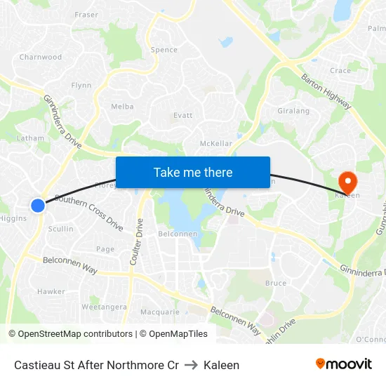 Castieau St After Northmore Cr to Kaleen map