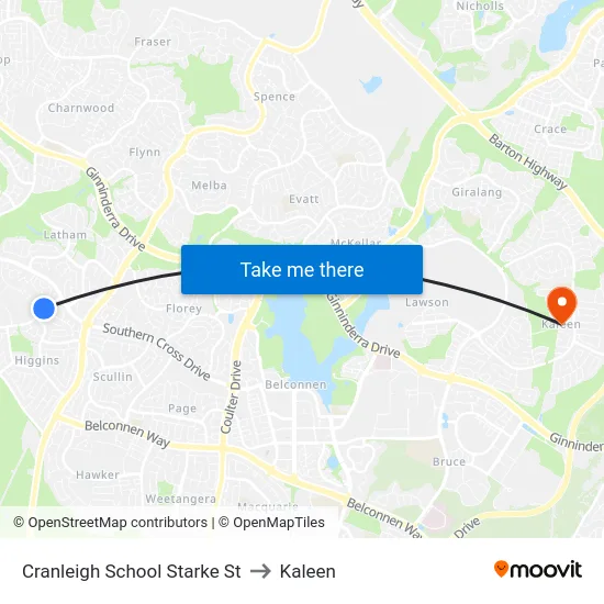 Cranleigh School Starke St to Kaleen map
