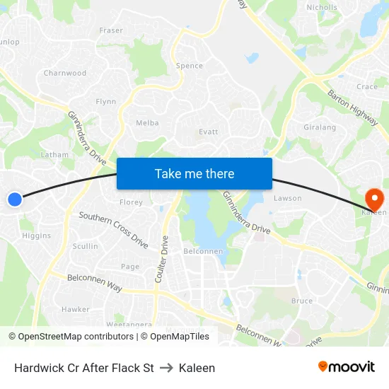 Hardwick Cr After Flack St to Kaleen map
