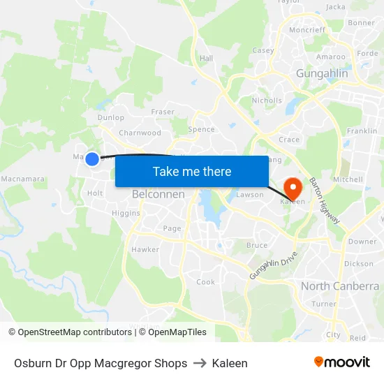 Osburn Dr Opp Macgregor Shops to Kaleen map