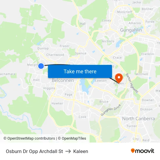 Osburn Dr Opp Archdall St to Kaleen map