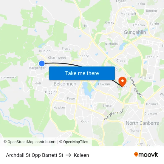 Archdall St Opp Barrett St to Kaleen map