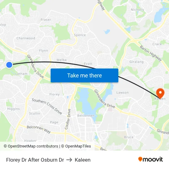 Florey Dr After Osburn Dr to Kaleen map