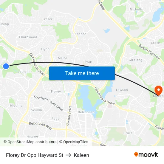 Florey Dr Opp Hayward St to Kaleen map