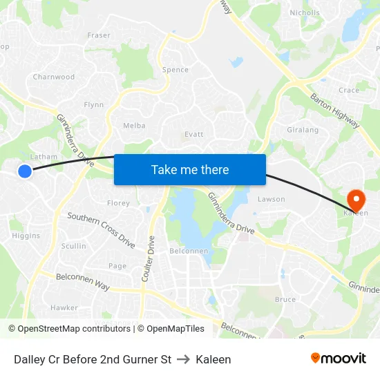 Dalley Cr Before 2nd Gurner St to Kaleen map