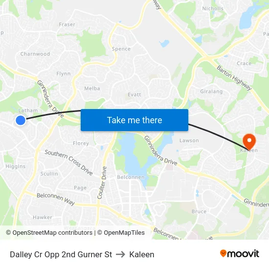 Dalley Cr Opp 2nd Gurner St to Kaleen map