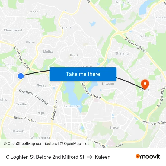 O'Loghlen St Before 2nd Milford St to Kaleen map