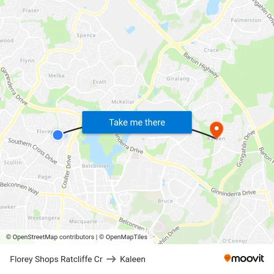 Florey Shops Ratcliffe Cr to Kaleen map