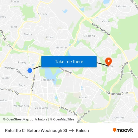 Ratcliffe Cr Before Woolnough St to Kaleen map