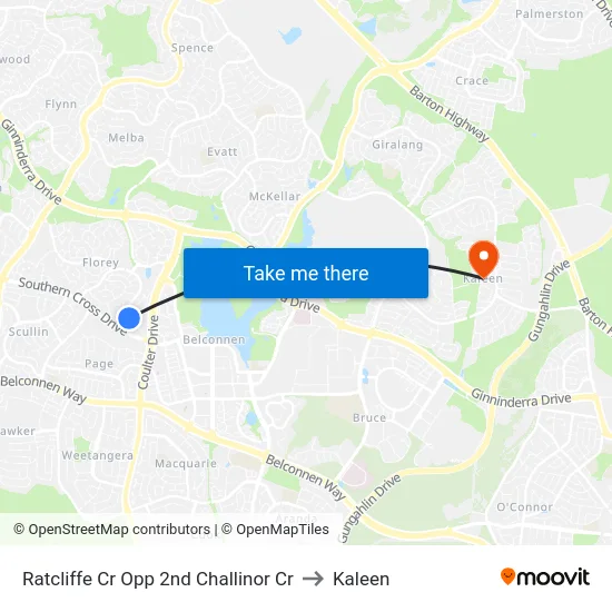 Ratcliffe Cr Opp 2nd Challinor Cr to Kaleen map