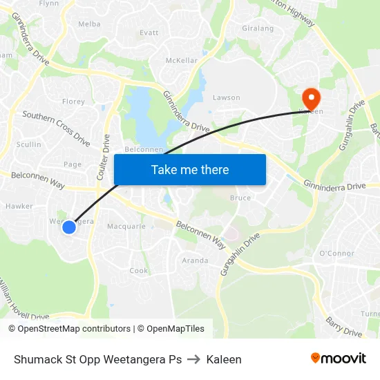 Shumack St Opp Weetangera Ps to Kaleen map