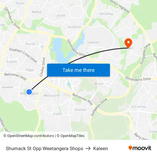 Shumack St Opp Weetangera Shops to Kaleen map