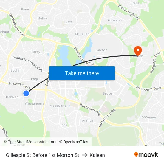 Gillespie St Before 1st Morton St to Kaleen map