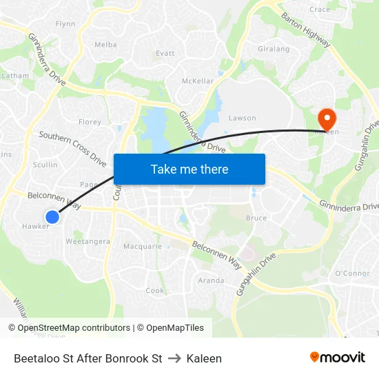 Beetaloo St After Bonrook St to Kaleen map