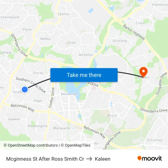 Mcginness St After Ross Smith Cr to Kaleen map